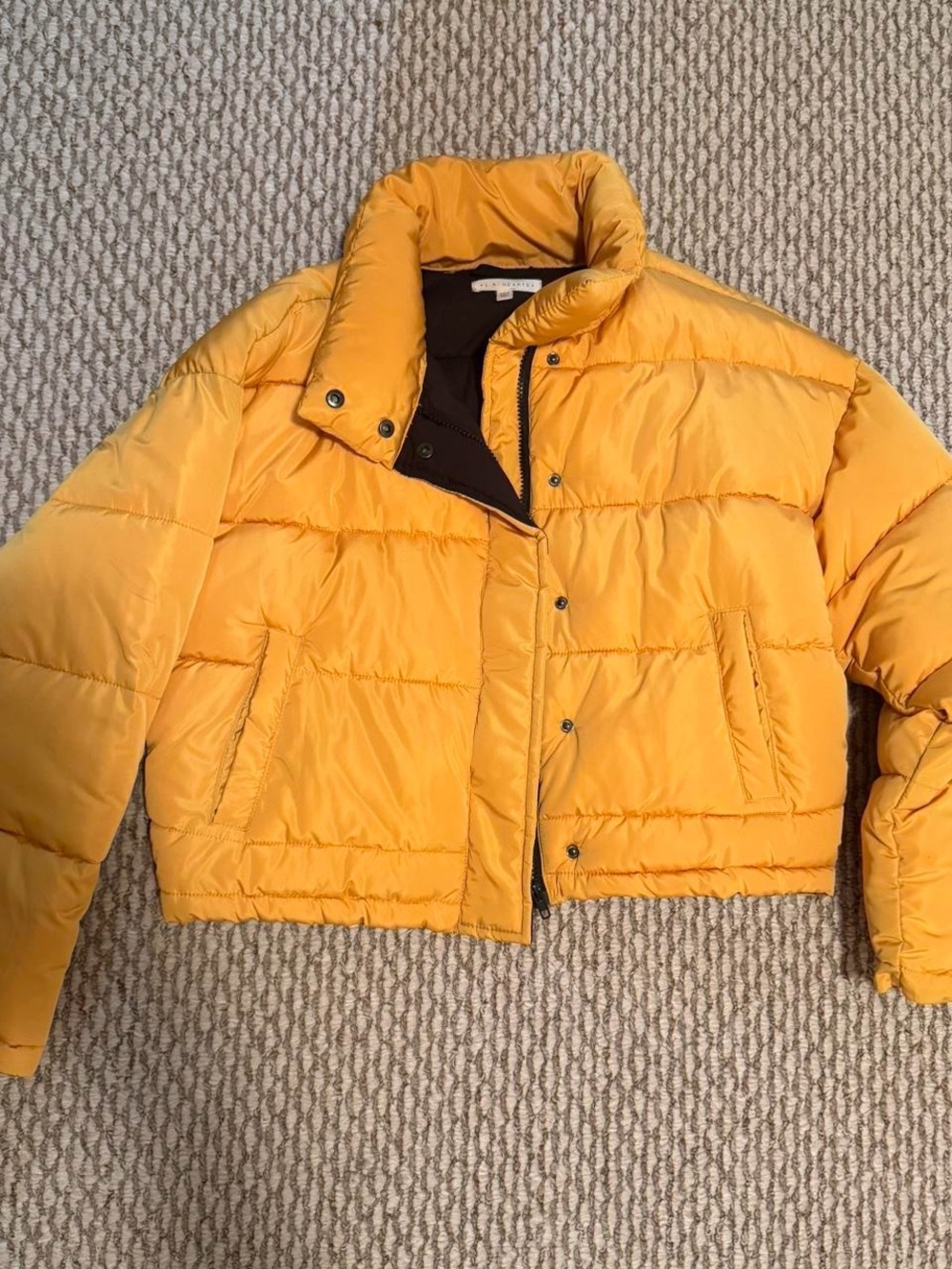 PacSun Yellow Cropped Puffer Jacket